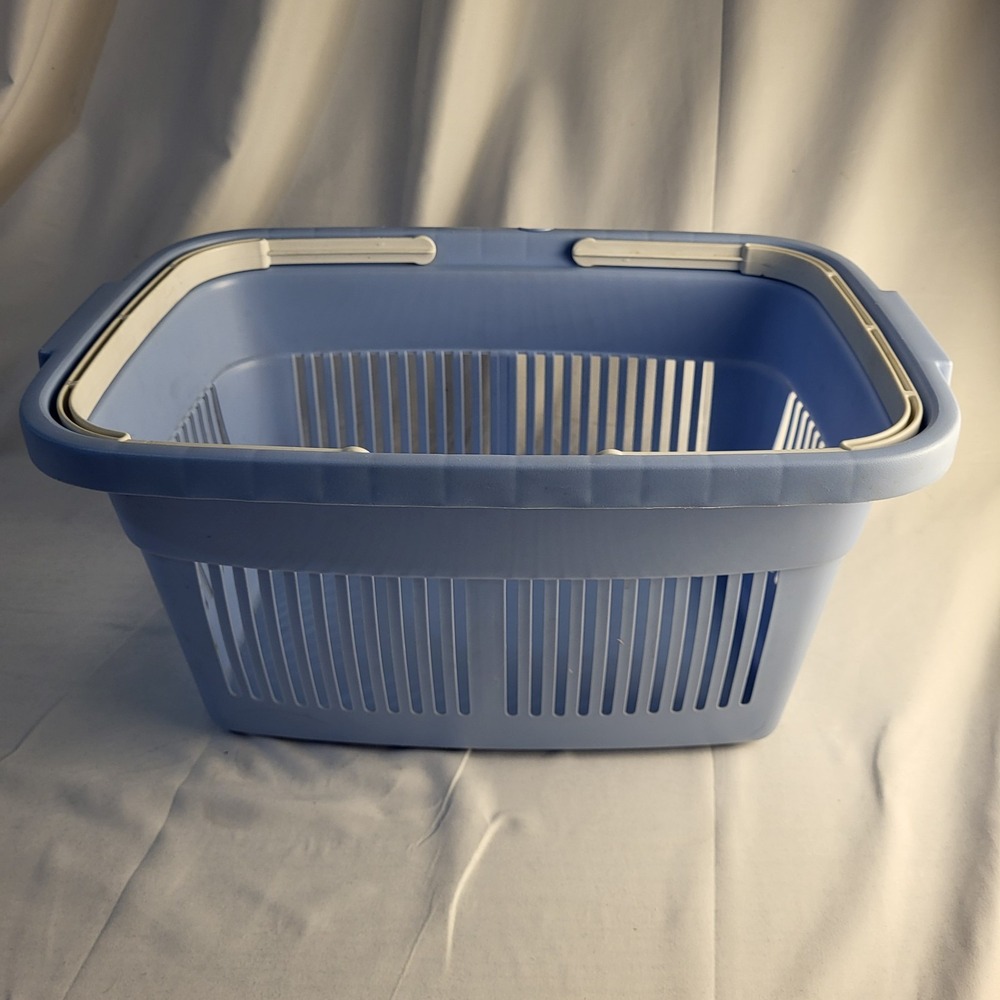Vintage Blue Rubbermaid 18" Shopping Basket Carrying Handles 2686